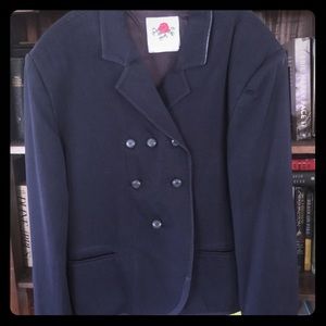 Vintage Barney’s cotton twill navy coat.